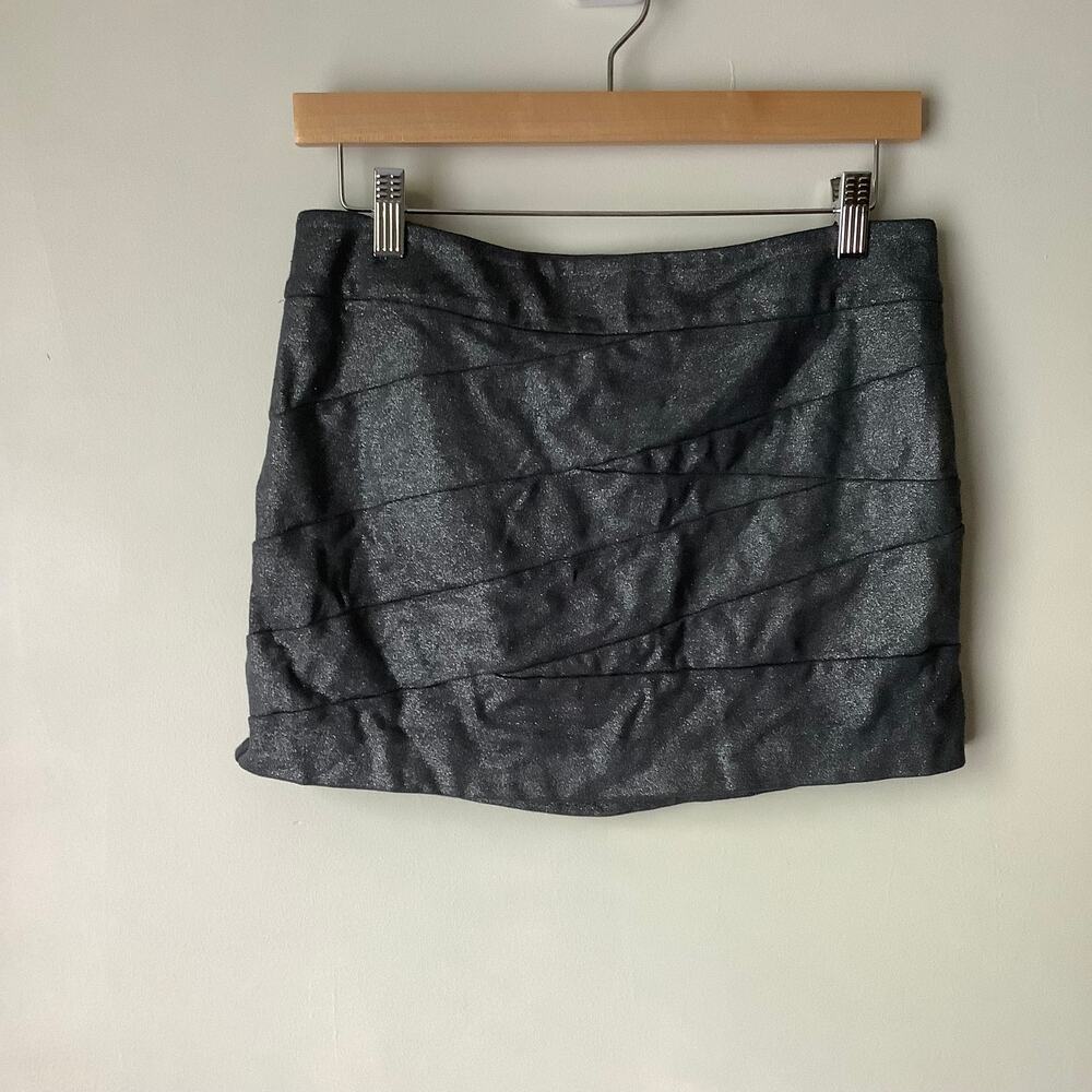 Express Womens Shimmer Sparkly Graphite Pleated Mini Skirt Size 4